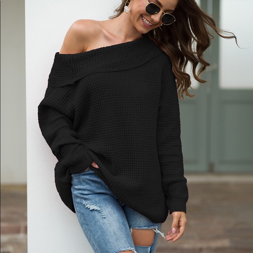 Off the Shoulder Comfy Sweater Grey - Picture 6 of 7